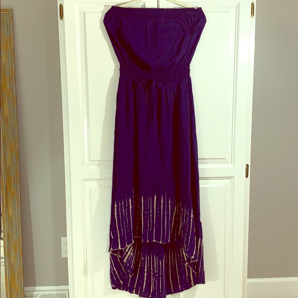Strapless Tie Dye High Low Maxi Dress